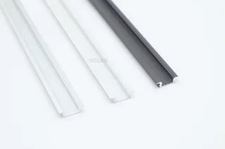 LED profile diffusers comparison showing clear frosted and semi frosted covers for aluminium channels