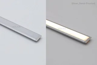 SS – Silver aluminium recessed LED profile with semi-frosted diffuser – versatile LED channel offering balanced diffusion and brightness.