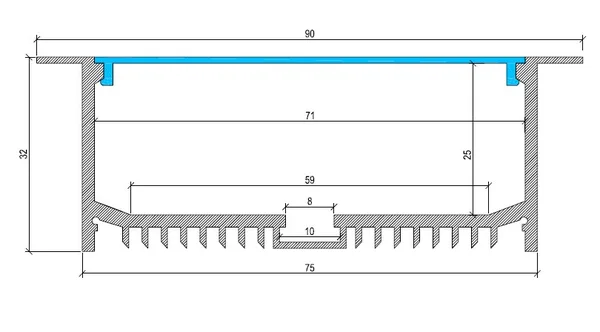 Wide Box Aluminium LED Profile Recessed Type2