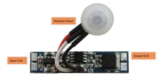 PIR sensor detection diagram showing motion range and activation for LED lighting systems