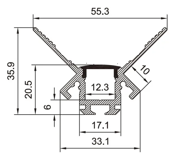 Plaster In Internal Corner Aluminium LED Profile 100cm Reduced