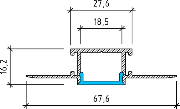 Plaster In Aluminium LED Profile Type 2